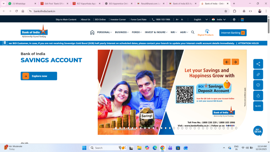 BOI Apprentice Online Form 2025-26