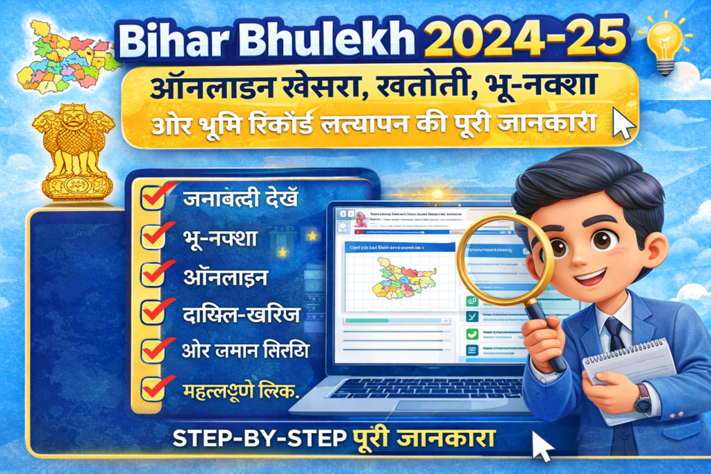 Bihar Bhulekh 2026–27: ऑनलाइन खेसरा, खतौनी, भू-नक्शा और भूमि रिकॉर्ड सत्यापन की पूरी जानकारी