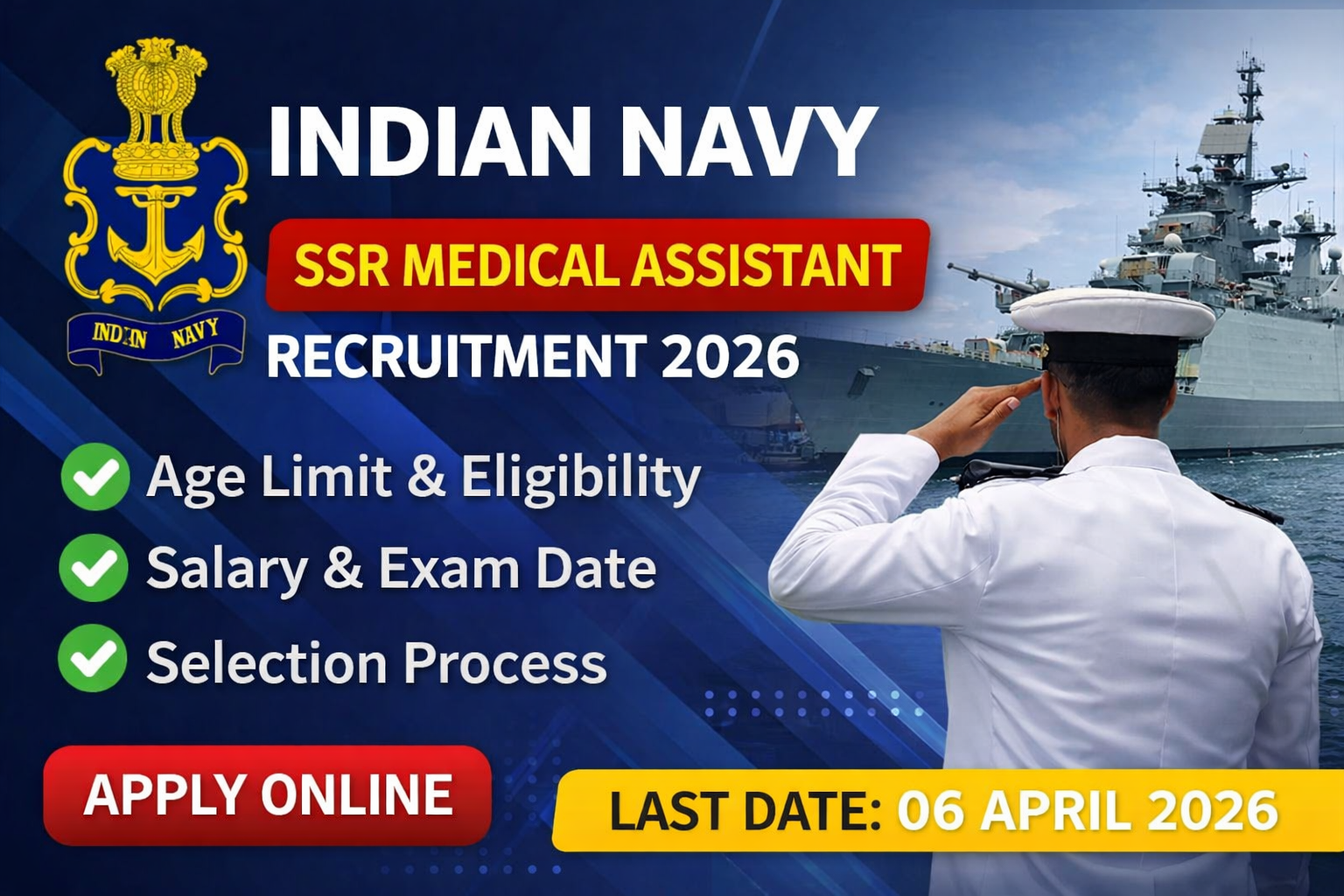 Indian Navy SSR Medical Assistant 02/2027 Batch Apply Online