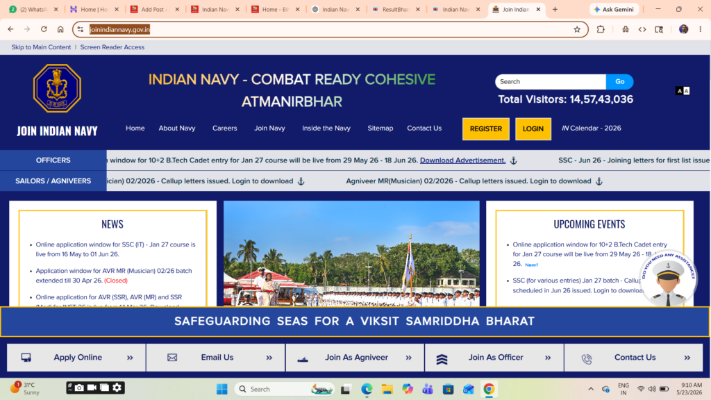 Indian Navy 10+2 B.Tech Entry 2027