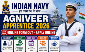 Read more about the article Indian Navy Agniveer Apprentice 2026 Online Form Out – Apply Online, Eligibility, Salary, Exam Date, Selection Process